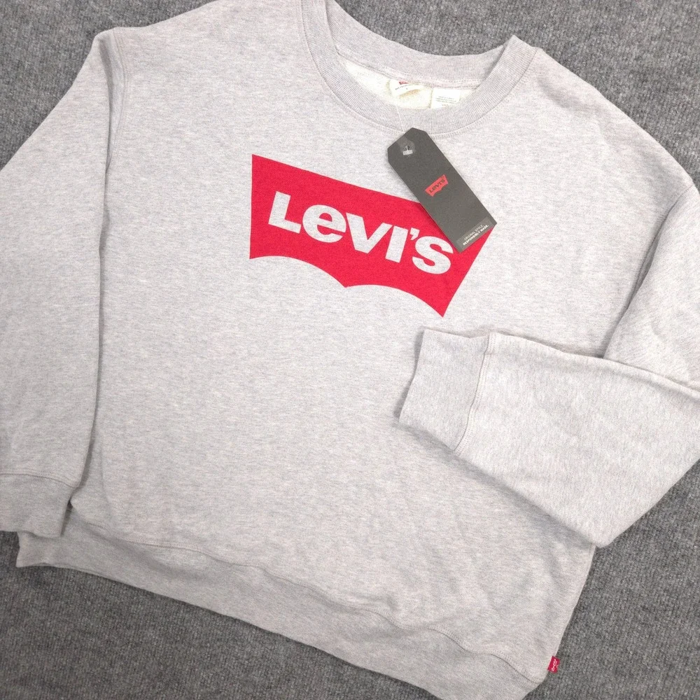 Levis Sweatshirt Mens L‎ Gray Heather Graphic Standard Crewneck Relaxed Fit NEW
